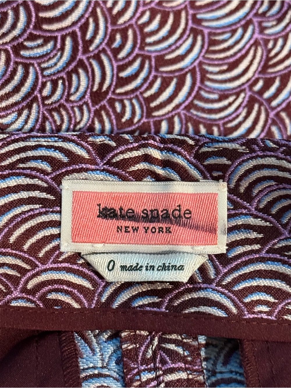 NWOT Kate Spade Classic High-Waist Printed Crop Pants - Pink - Picture 3 of 3